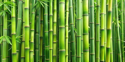 Obraz premium Dense cluster of green bamboo stalks and leaves creating a seamless