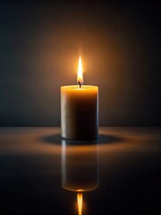 Luminous Candle in Abstract Darkness