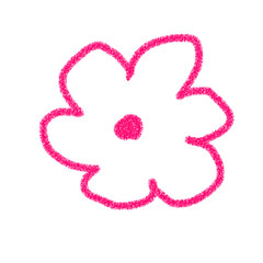 Hand Drawn Pink Crayon Flower Illustration – Cute Childlike Floral Doodle for Decorative, Spring, and Design Projects