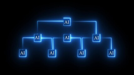 Global team work concept animation. team work sing animation with futuristic global.Technology, Internet and Teamwork communication concept with neon line on black background - Powered by Adobe