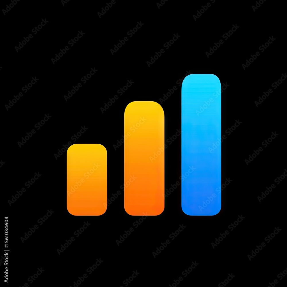 Poster abstract illustration of three ascending vertical bars in gradient colors representing growth and pr