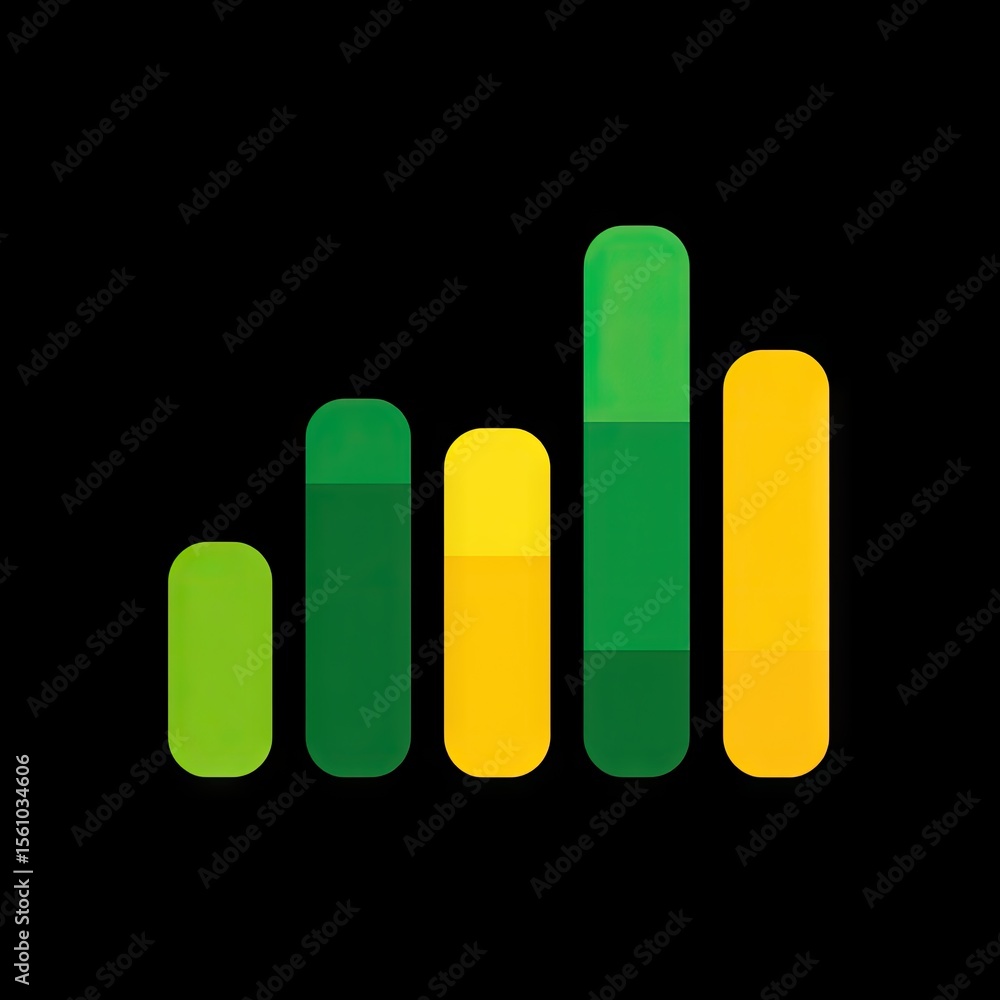 Poster colorful abstract design representing growth and progress with vertical bars in green and yellow sha