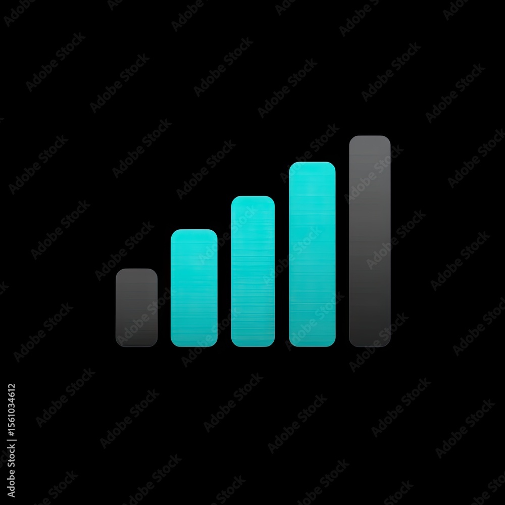 Poster modern digital signal bars icon representing connectivity strength and network performance in a mini