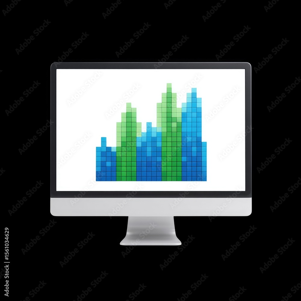 Poster abstract digital representation of business growth analysis displayed on a modern computer monitor w