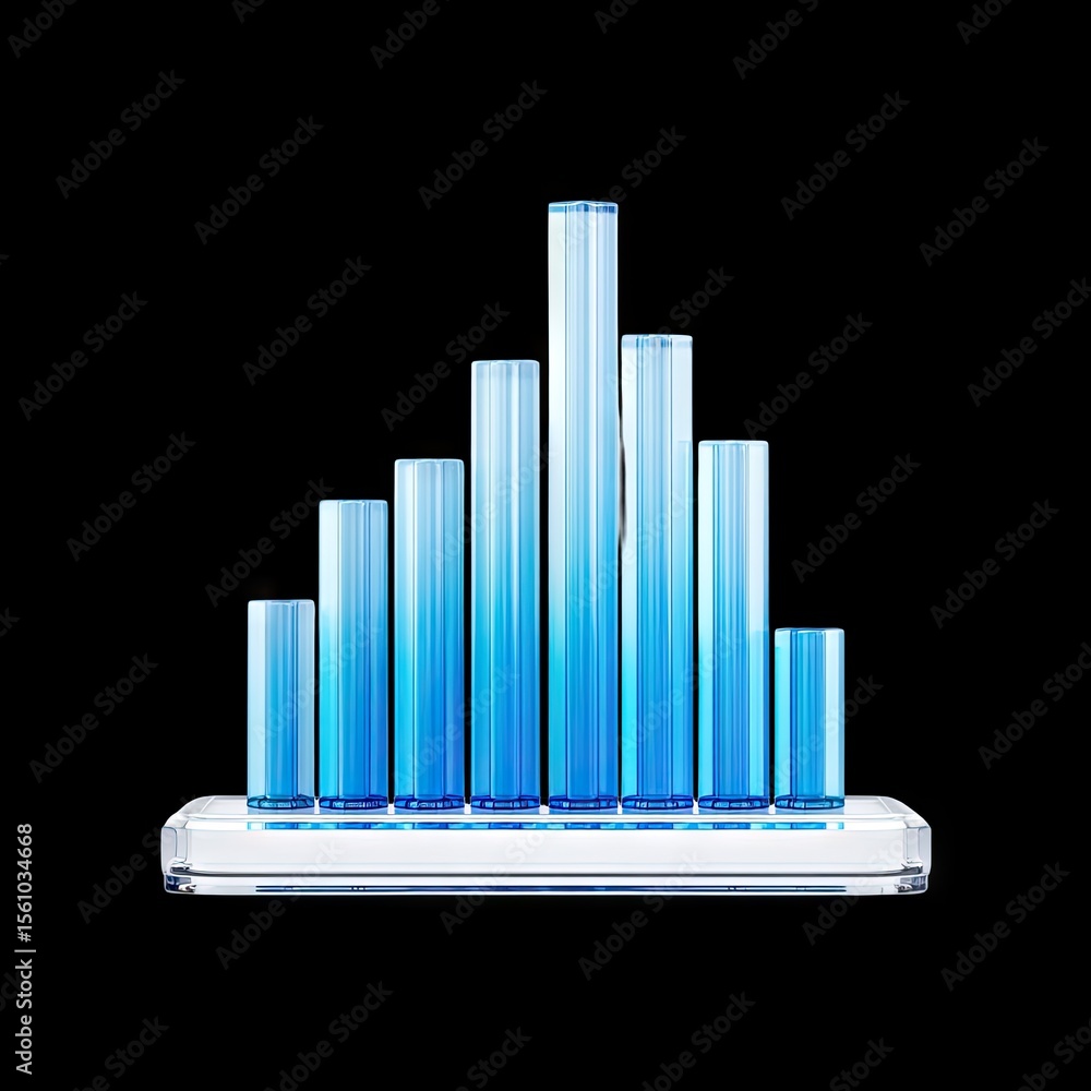 Aufkleber abstract digital bar graph with shades of blue illustrating data trends and analytics in a modern de