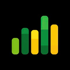 Colorful Abstract Design Representing Growth and Progress with Vertical Bars in Green and Yellow Shades on a Light Background