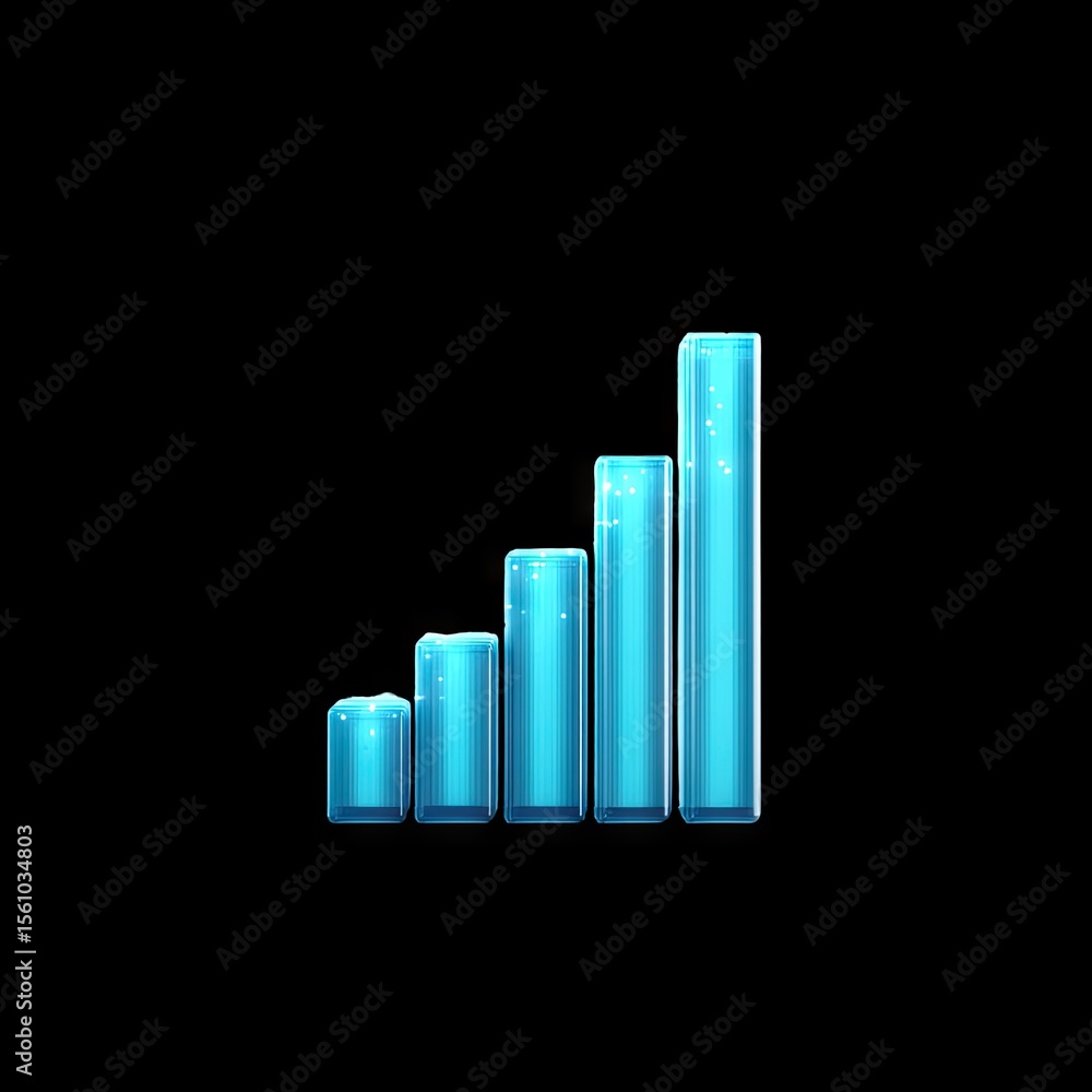 Poster blue gradient bar chart icon representing data growth and analysis for business presentation