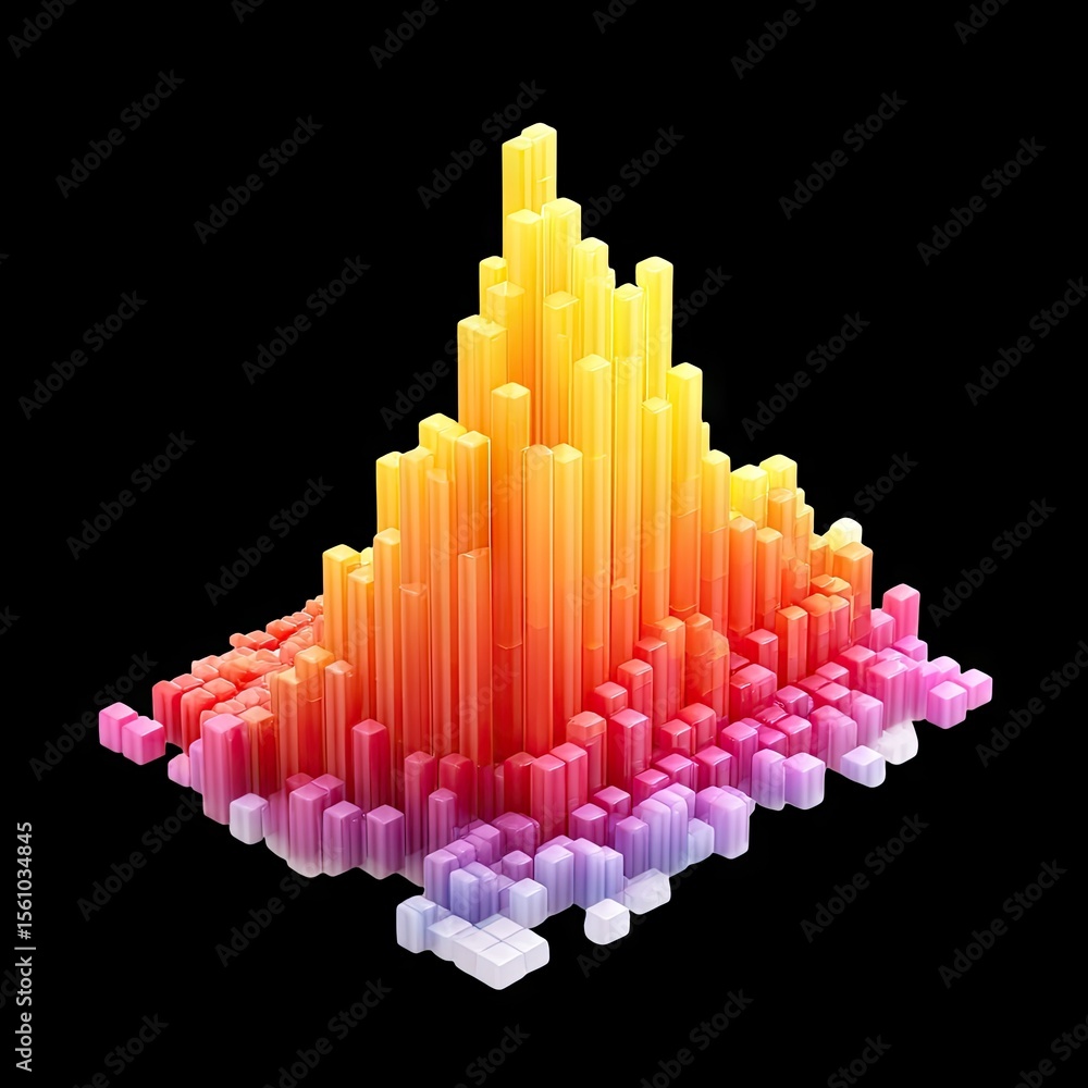 Poster abstract 3d data visualization with vibrant color gradients and geometric shapes representing inform