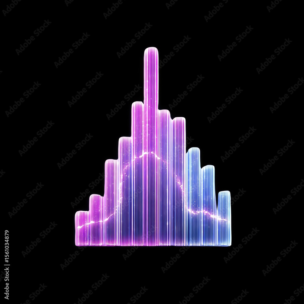 Aufkleber colorful abstract digital waveform with vertical lines and bright lightning effects on dark backgrou