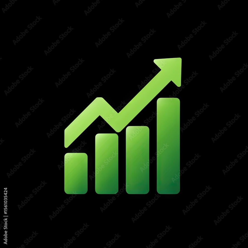 Aufkleber green growth chart with arrow indicating positive trend in financial performance and data analytics 