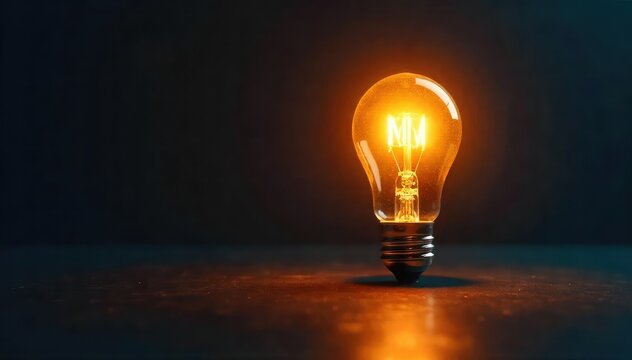 A single bright light bulb illuminates a dark room, casting a vibrant glow and suggesting innovative solutions and bright ideas , future, understanding
