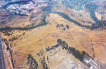 Aerial view of Kealba Landfill near Melbourne Airport, Australia, Dez 2019