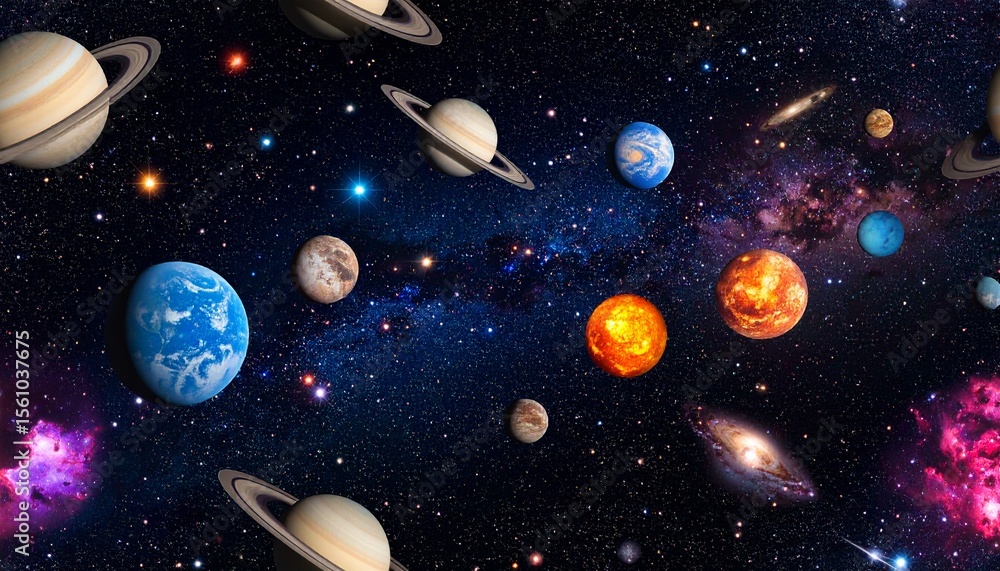 Wall mural seamless pattern with outer space with stars background.