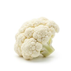 Single Head of Cauliflower on White Background