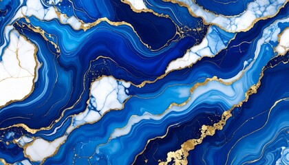 luxury wallpaper. Blue marble and gold abstract background texture. Indigo ocean blue