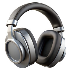 Silver Headphones Icon 3D Render Sleek Audio Device Music Listening Technology