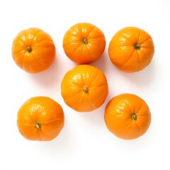 Six Ripe Oranges on White Background