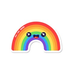 Smiling Rainbow Character Pixel Art Illustration