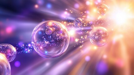 Floating Spheres in White Space with Glowing Edges and Vibrant Hues