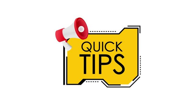 Quick tips announcement with megaphone on white and green screen background