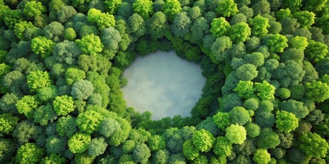 Dense foliage of green trees in a circular arrangement creating a natural and soothing visual effect