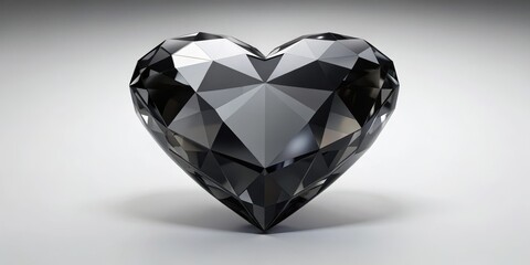 Elegant Faceted Black Diamond Heart Shape