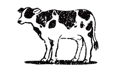 乳牛イラスト：スタンプ＆版画風素材