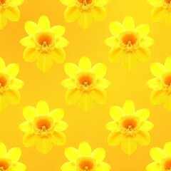 Vibrant Yellow Daffodil Pattern on Bright Yellow Background