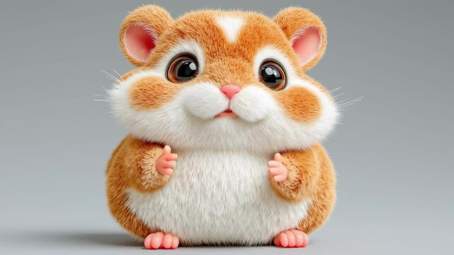 Cute fluffy hamster with big eyes talking in seamless loop | animated cartoon rodent character with expressive face