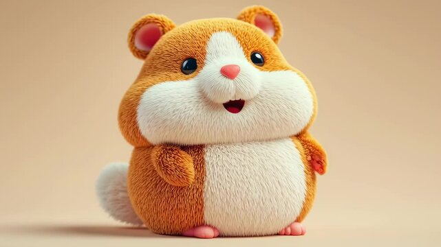 Round hamster character talking in seamless loop | animated fluffy rodent with friendly cartoon style