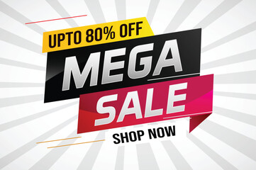 mega sale word concept vector illustration with lines and 3d style, landing page, template, ui, web, mobile app, poster, banner, flyer, background, gift card, coupon, label, wallpaper
