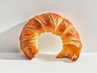 Minimalist croissant photo; isolated white background - ai