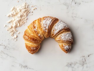 Minimalist croissant photo; isolated white background - ai
