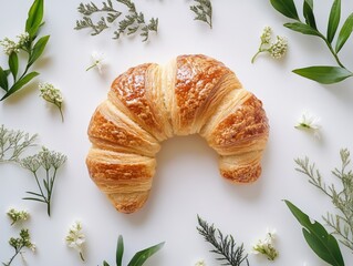 Minimalist croissant photo; isolated white background - ai