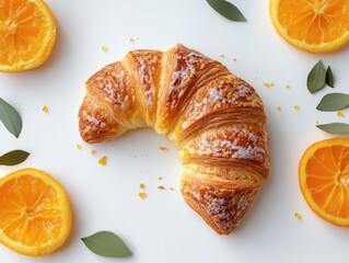 Minimalist croissant photo; isolated white background - ai