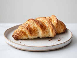 Minimalist croissant photo; isolated white background - ai