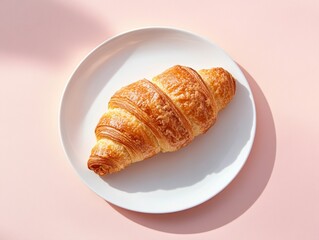 Minimalist croissant photo; isolated white background - ai
