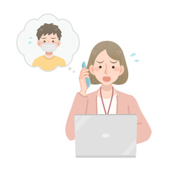 子供の体調不良の連絡を受ける女性社員