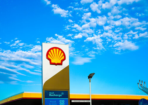 Shell Petrol Station Brand Name Sign, Company Logo Signage, Park Royal, Acton, North West London, England, United Kingdom - June 2025