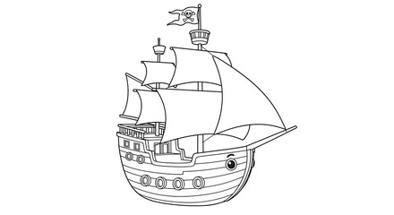 Pirate Ship Coloring Page for Kids &ndash; Fun Nautical Drawing Activity