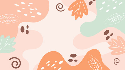 Pastel purple shapes, leaves, swirls in an abstract composition. Suitable for backgrounds, art prints, decor, textiles, and branding design.