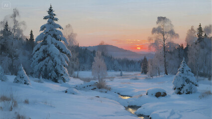 Snowy winter morning