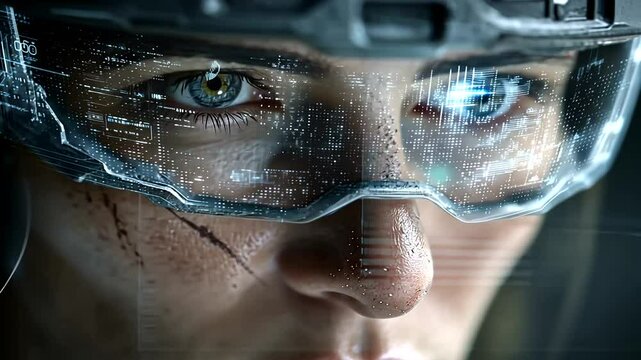 Futuristic Portrait of Human with Tech Visor