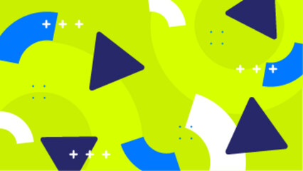 Abstract lime green pattern with blue and dark triangles, suitable for backgrounds, textiles, and modern design projects. Startling and unique graphic.