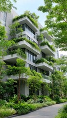 Modern green apartment building