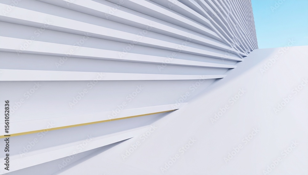 Aufkleber abstract wavy architecture space with empty concrete floor, soft
