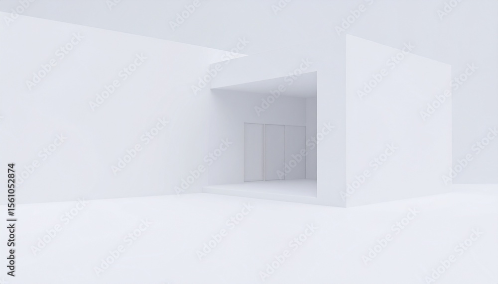 Poster abstract wavy architecture space with empty concrete floor, soft