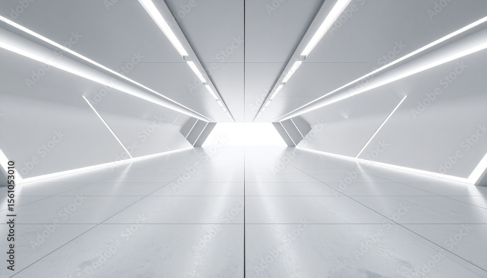 Poster abstract wavy architecture space with empty concrete floor, soft