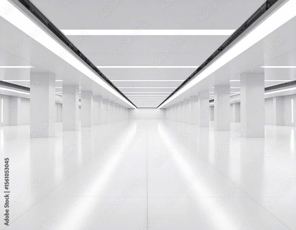 Poster abstract wavy architecture space with empty concrete floor, soft