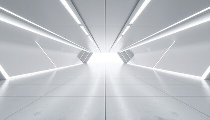 Abstract wavy architecture space with empty concrete floor, Soft